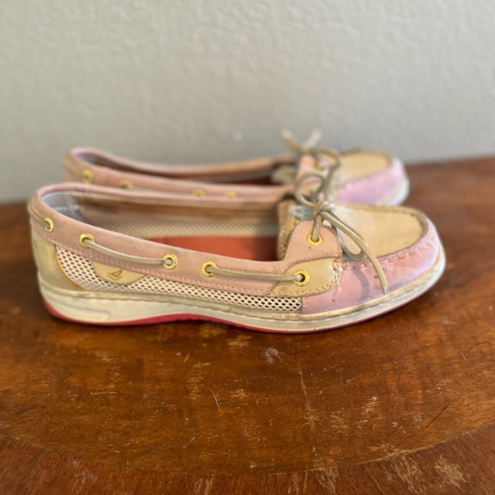 Sperry Women's Boat Shoes Flats in Cream and Pink - Picture 4 of 8